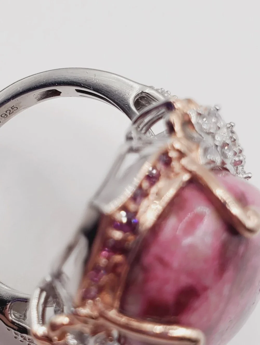 Norwegian Thulite Rose Gold - Platinum - 925 Sterling Silver Statement Ring